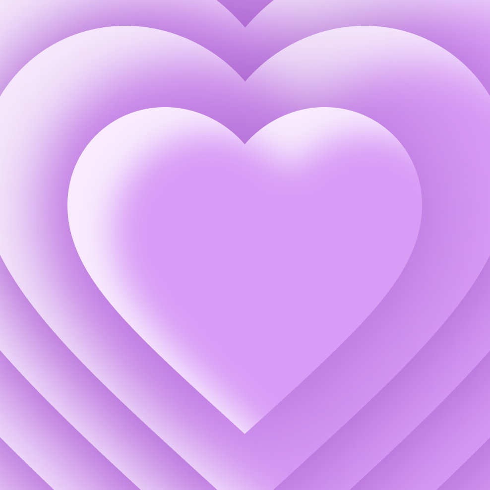 Series of purple hearts on top of each other
