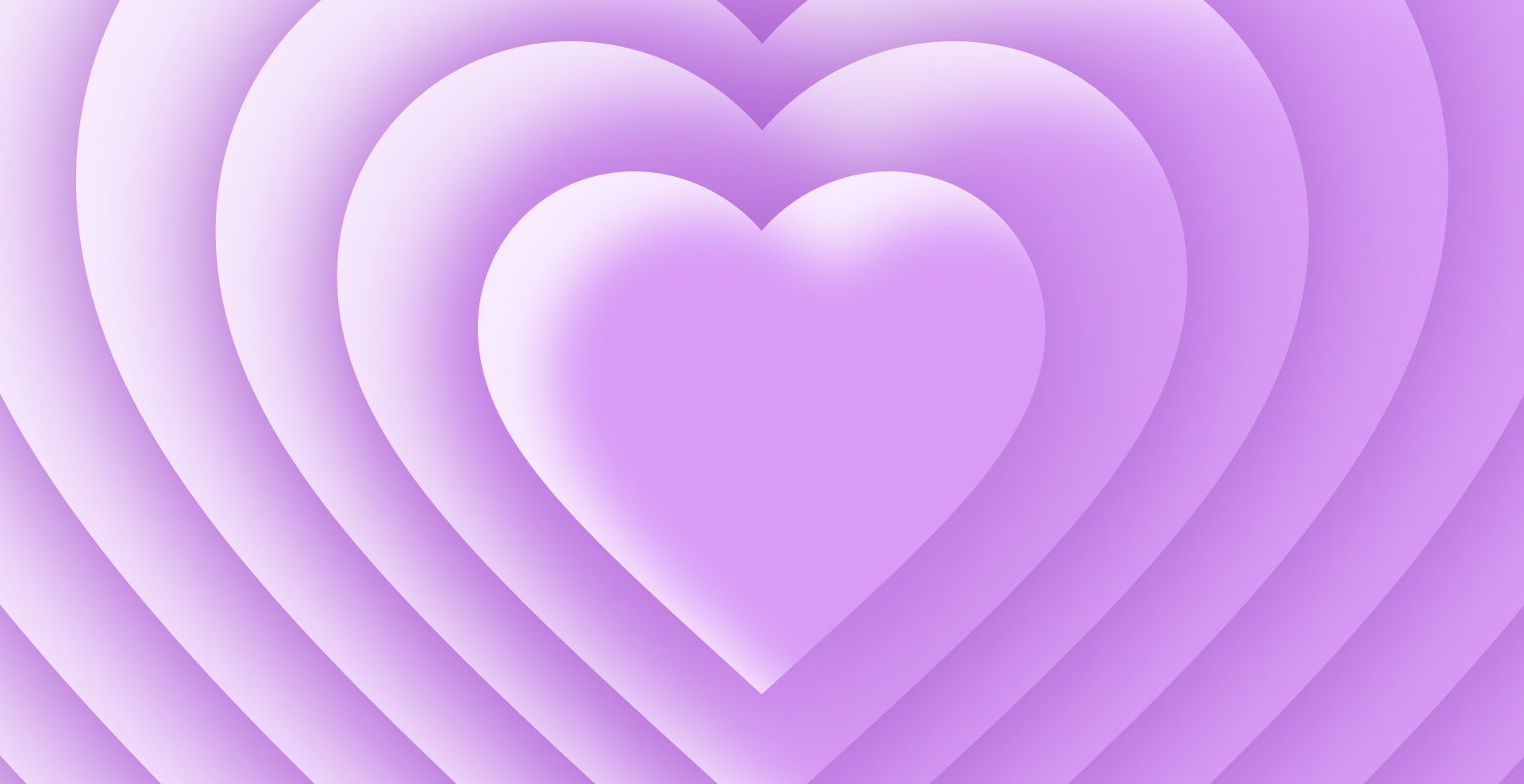 Series of purple hearts on top of each other