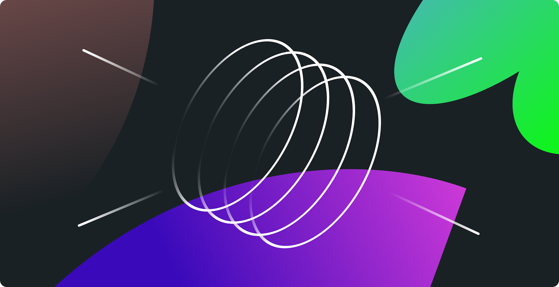 Stack of white circles and colorful shapes on a black background
