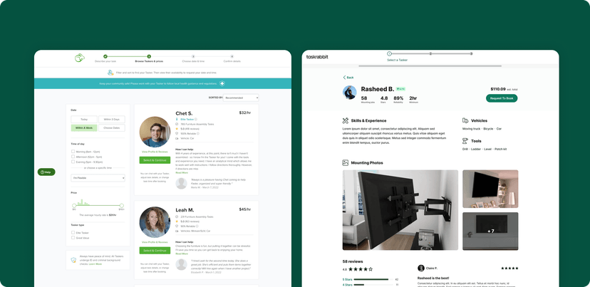 Taskrabbit Tasker Interface TaskRabbit - UX/UI Design | Big Human